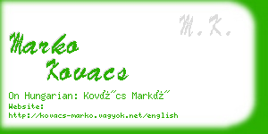 marko kovacs business card